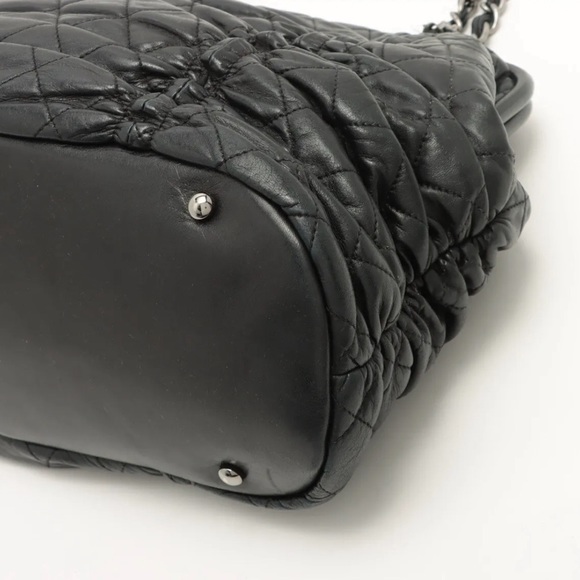 Chanel Lambskin Quilted Sharpei Frame Tote Black Silver Hardware - Picture 3 of 12